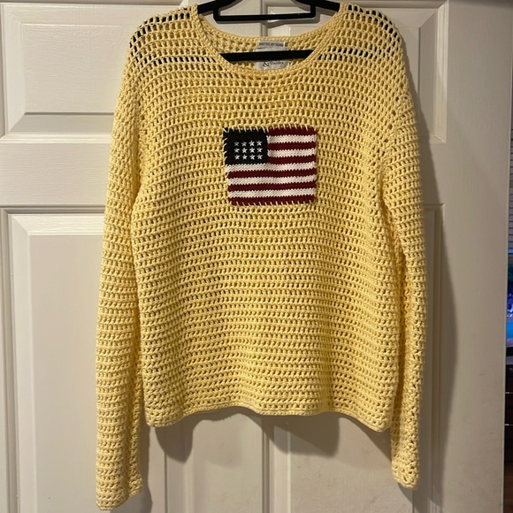 Vintage Christopher& Banks Knitted by hand American flag sweater approx size L - Picture 3 of 6